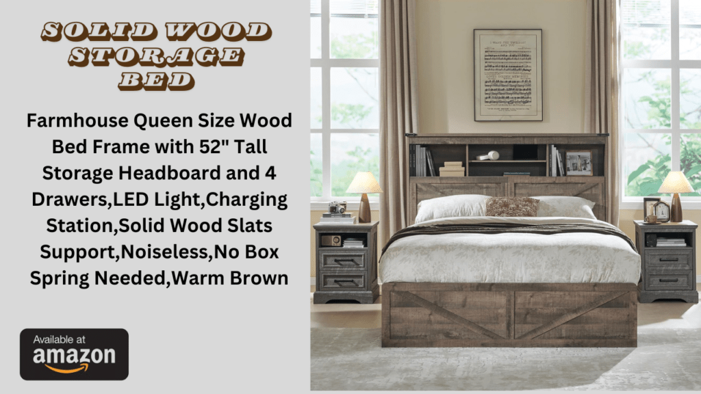 Solid Wood Storage Bed